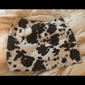 Brown and white cow print skirt